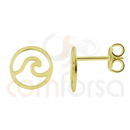 Sterling silver 925 gold-plated wave earring 10 mm