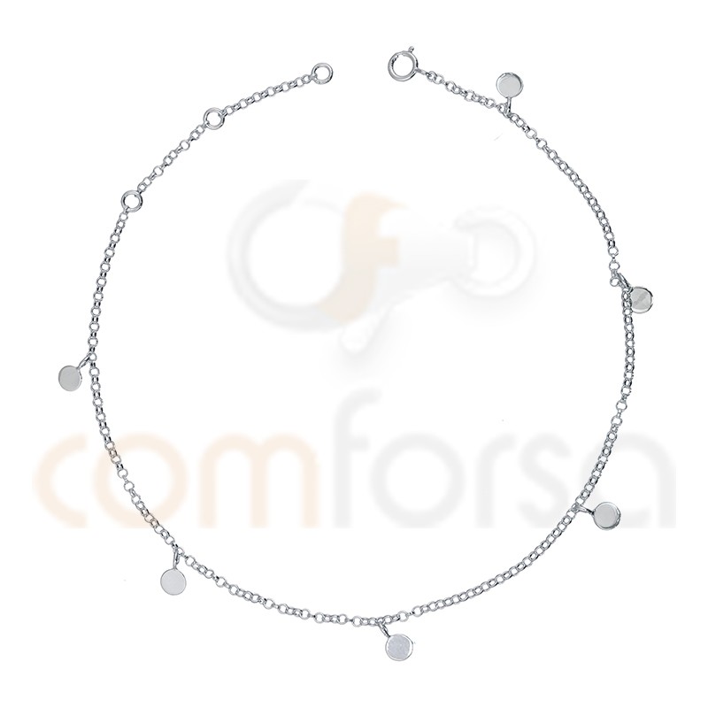 Sterling silver 925 anklet  with round charm  4 mm