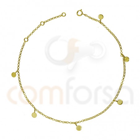 Sterling silver 925 anklet  with round charm  4 mm