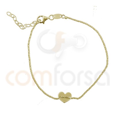Sterling silver gold-plated bracelet with heart 17 + 3 cm