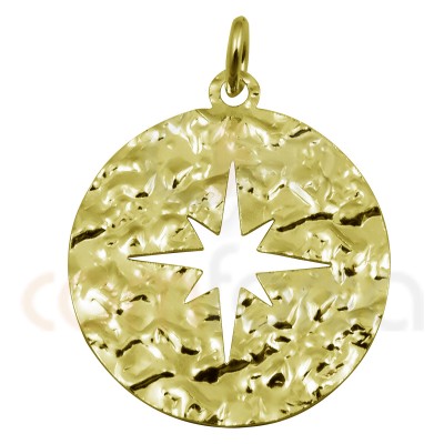 Sterling silver 925 gold-plated polar star zirconia pendant 15 mm