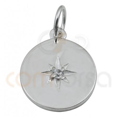 Sterling silver polar star zirconia pendant 15 mm