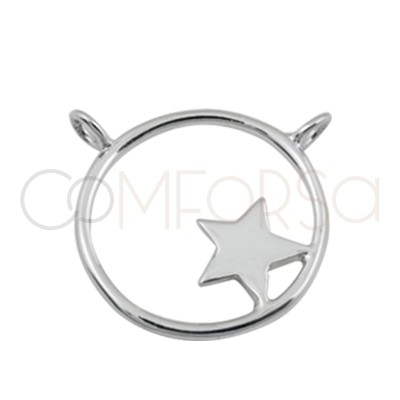 Double ring hoop and star pendant 17mm 925 silver