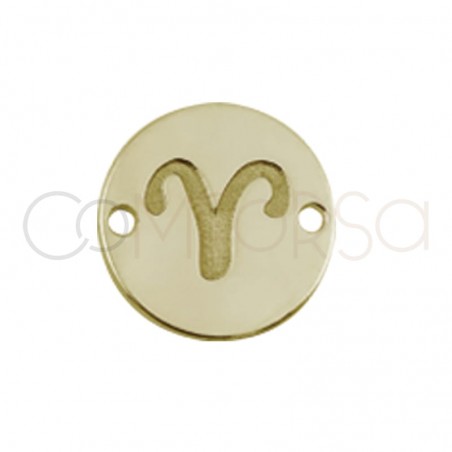 Gold plated silver horoscope connector Aries bas-relief 10 mm