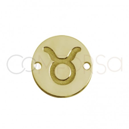 Gold plated silver horoscope connector Taurus bas-relief 10 mm