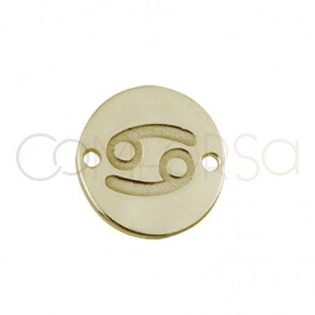 gold plated silver horoscope connector Cancer bas-relief 10 mm