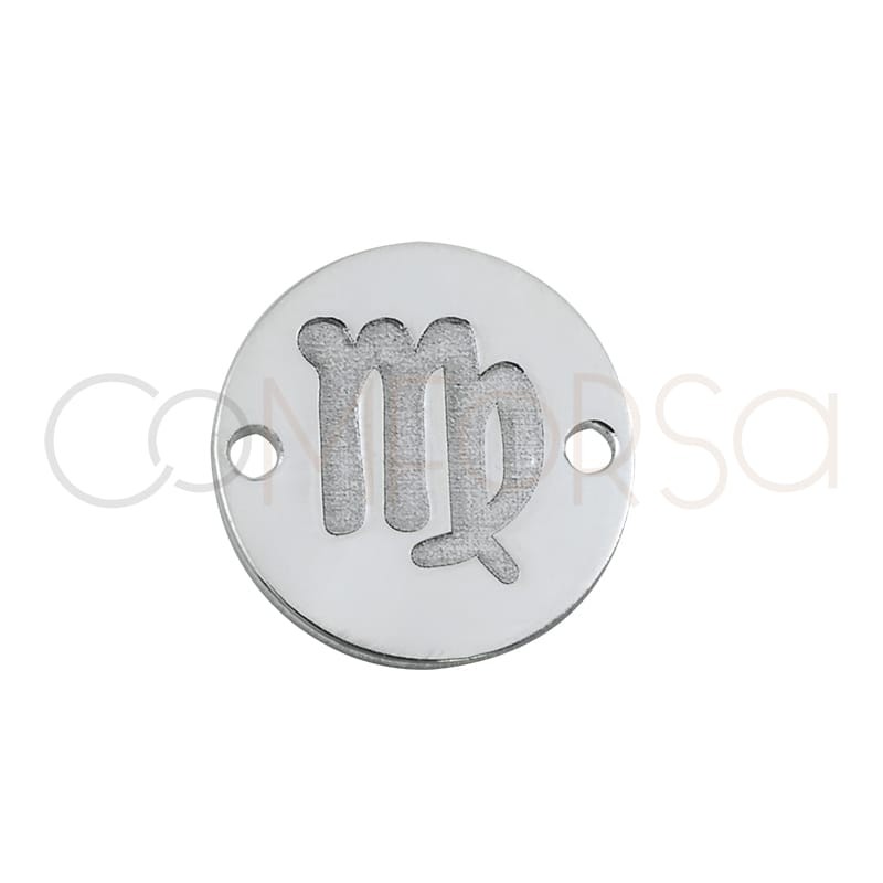 Sterling silver 925 horoscope connector virgo bas-relief 10 mm