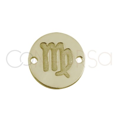 Gold plated silver horoscope connector virgo bas-relief 10 mm