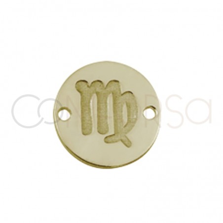 Gold plated silver horoscope connector virgo bas-relief 10 mm