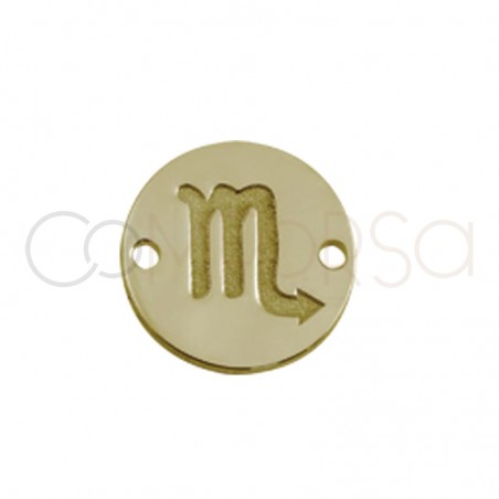 Gold plated silver horoscope connector scorpio bas-relief 10mm