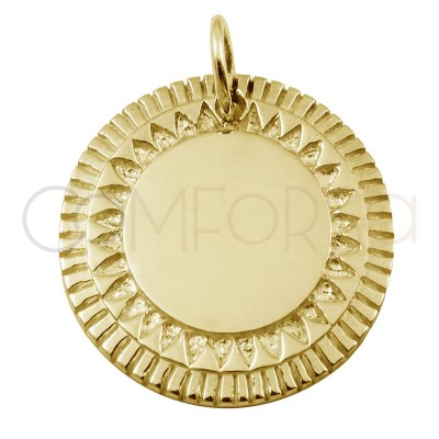 Sterling silver 925 gold-plated ethnic pendant 20 mm