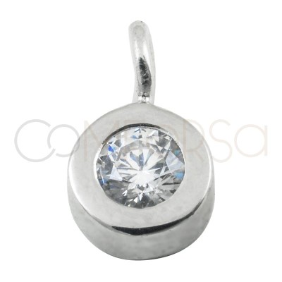 Sterling silver drilled bead pendant with zirconia 5mm