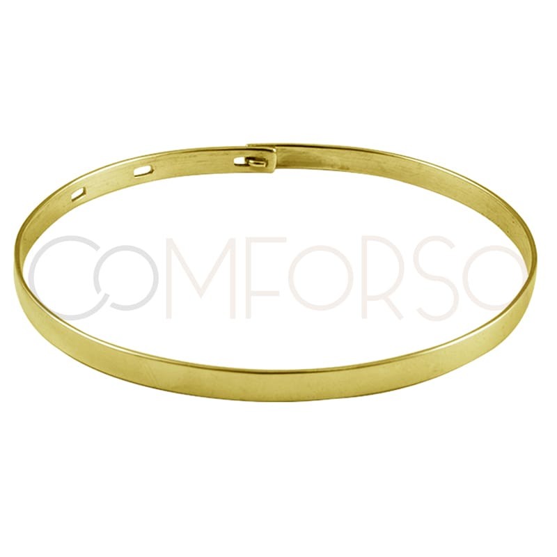 Sterling silver 925 gold-plated smooth oval adjustable bracelet