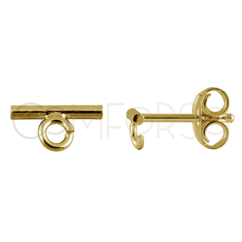 Sterling silver 925 gold-plated bar earring with jumpring 10 x 1.2 mm