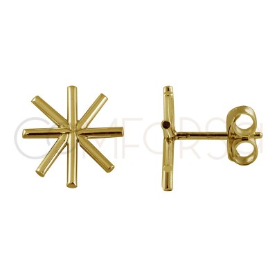 Sterling silver 925 gold-plated asterisk earrings 12mm