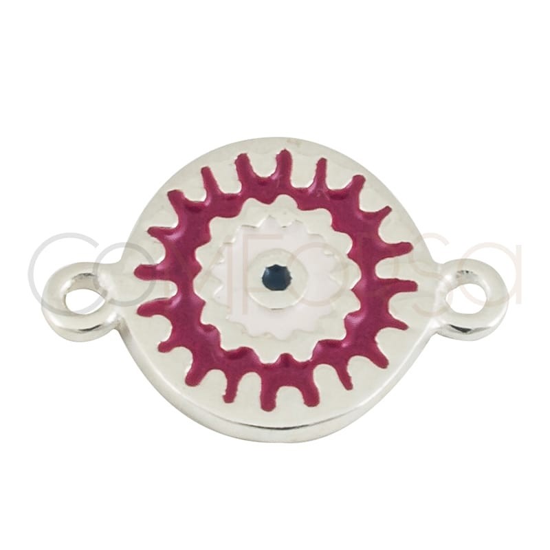 Sterling silver 925 mandala fuschia connector 10 mm