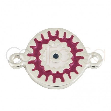 Sterling silver 925 mandala fuschia connector 10 mm