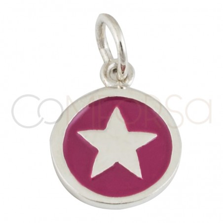 Sterling silver 925 star enamelled pendant 10mm