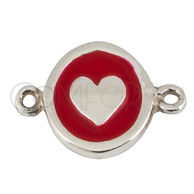 Sterling silver 925 heart enamelled connector 10 mm