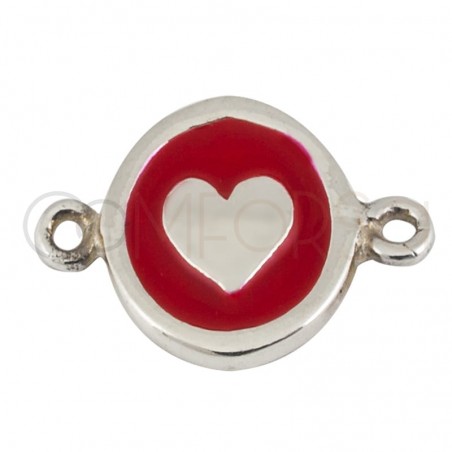 Sterling silver 925 heart enamelled connector 10 mm