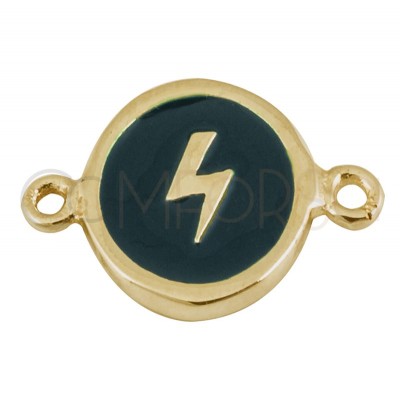 Sterling silver 925 gold-plated lightning bolt enamelled connector 10 mm
