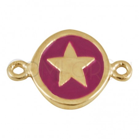 Sterling silver 925 gold-plated enamelled star connector 10 mm