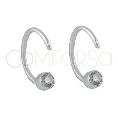 Sterling silver 925 half-hoop earring with zirconia 3.5 mm