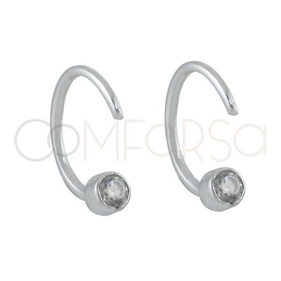 Sterling silver 925 gold-plated half-hoop earring with zirconia 3.5mm