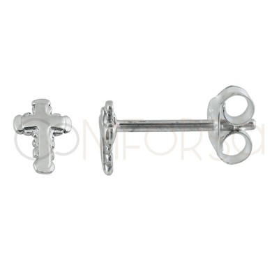 Sterling silver 925 cross earrings with relief