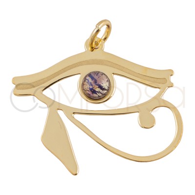 Sterling silver 925 gold-plated Eye of Horus pendant with stone 22.5 x 20 mm