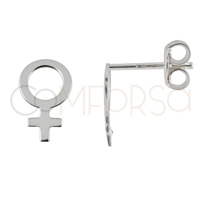 Sterling silver 925 woman symbol earrings 7 x 11mm