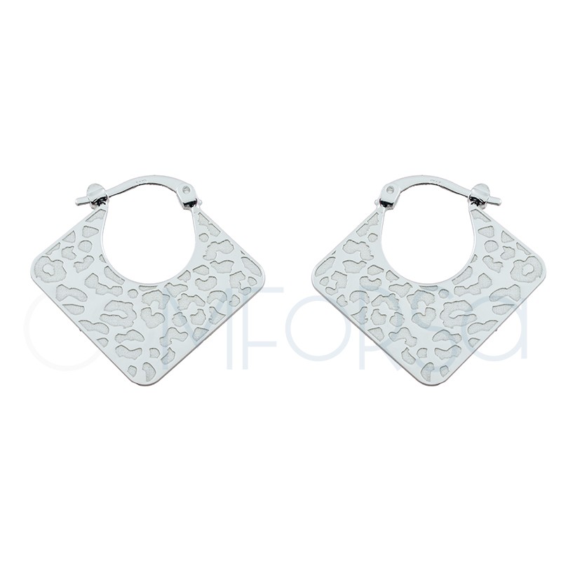 Sterling silver 925 leopard print earrings 25x23.7 mm