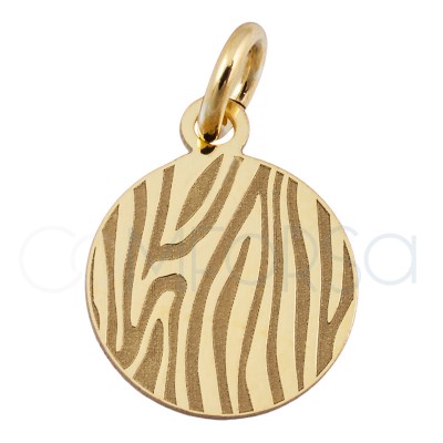 Sterling silver 925 gold-plated zebra print pendant 10 mm
