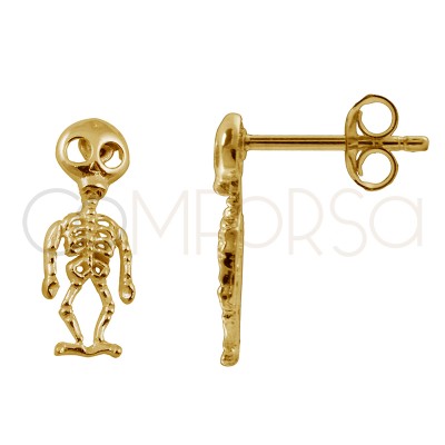Sterling silver 925 gold-plated skeleton earrings 5.5 X 15 mm