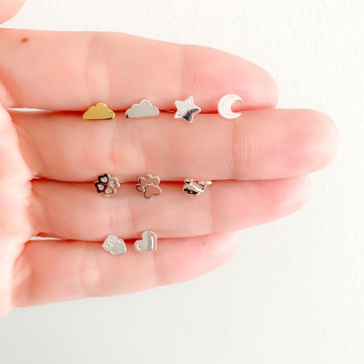 Sterling silver 925 mini heart earrings 6 x 5mm