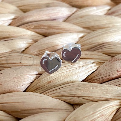 Sterling silver 925 mini heart earrings 6 x 5mm