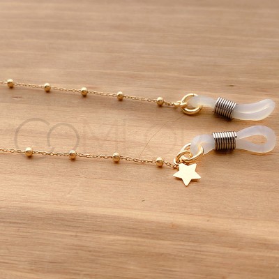 Sterling silver 925 gold-plated chain for glasses with star