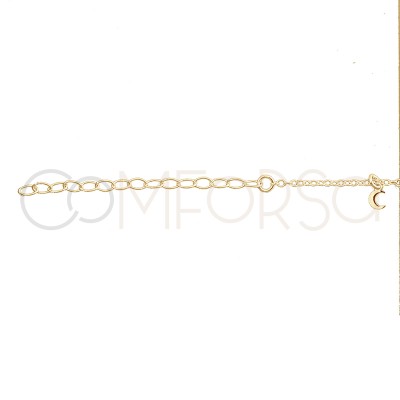 Sterling silver 925 gold-plated moon, stars, and lightning bolts anklet 21.5 cm