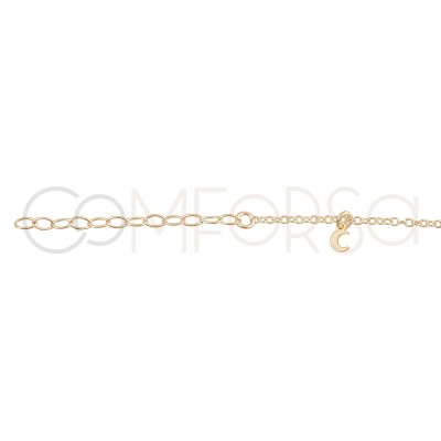 Sterling silver 925 gold-plated moons anklet 21.5 cm