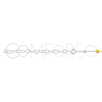 Sterling silver 925 chain with balls and yellow enamel