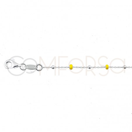 Sterling silver 925 chain with balls and yellow enamel