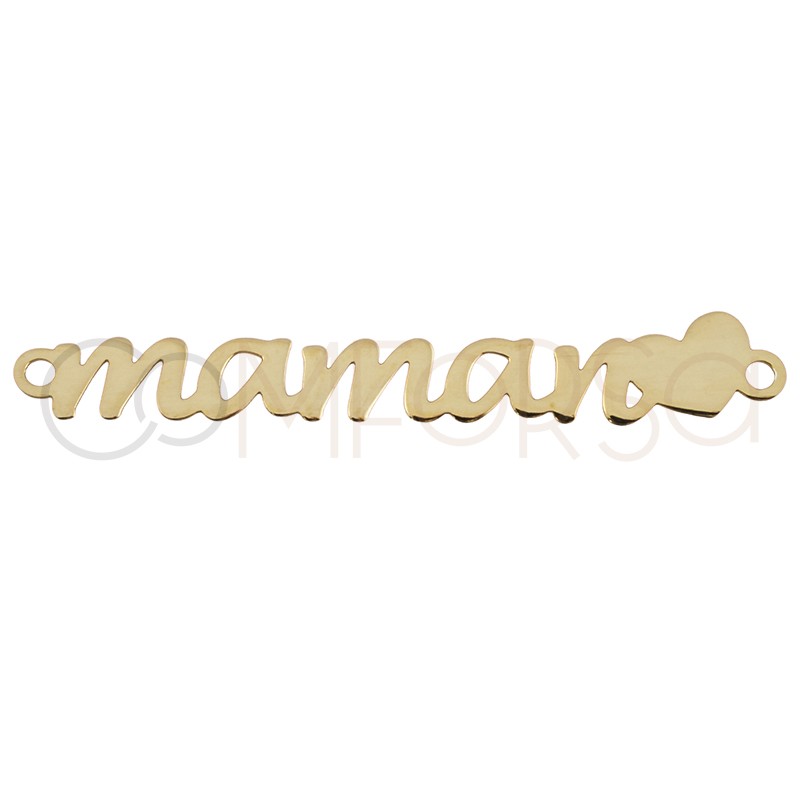 Sterling silver 925 gold-plated maman with heart connector 25 mm