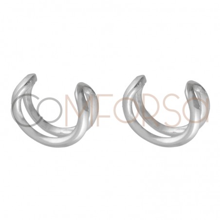 Sterling silver 925 gold-plated earcuffs 2 wires 11.5 mm