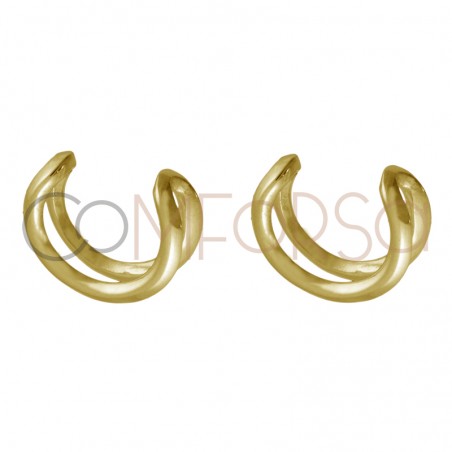 Sterling silver 925 gold-plated earcuffs 2 wires 11.5 mm