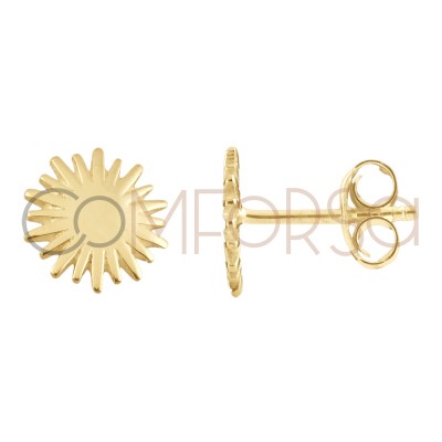 Sterling silver 925 gold plated sun earring 10mm