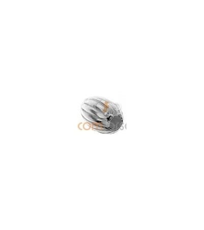 Sterling Silver 925 Corrugated oval bead 3 mm (1.1int)