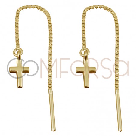 Sterling silver 925 earring with chain and cross
