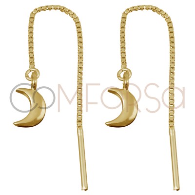 Sterling silver 925 gold-plated earring with chain and moon