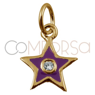 Sterling silver 925ml star with purple enamel 8 x 10mm