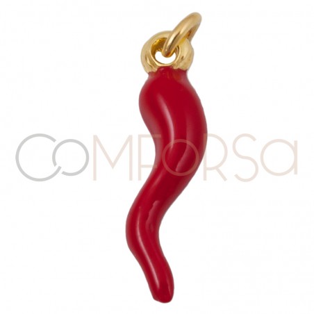 Sterling silver 925ml chili with red enamel 5 x 20mm